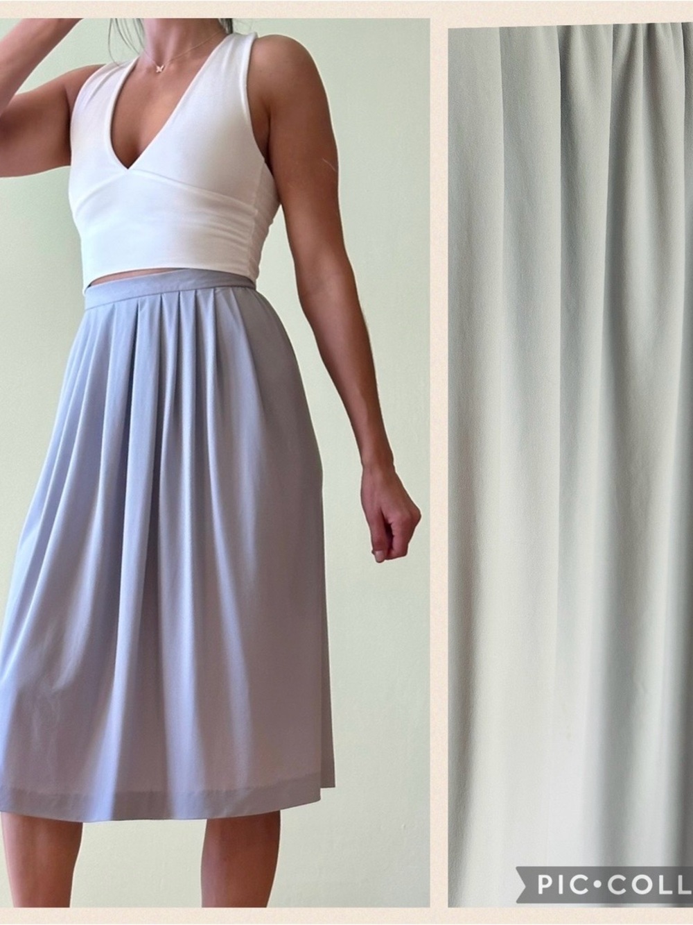 Francesca's Collections Pleated Midi Skirt in Light Periwinkle Gray Blue